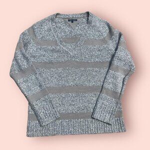 Tommy Hilfiger Faux Mohair Striped V Neck Sweater
